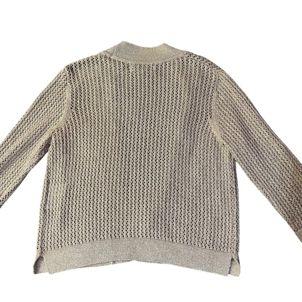 Jones Studio Gold Sparkle Open Front Cardigan Womens M Used New Years Eve - Picture 4 of 16